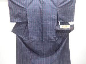 久野織物製　格子織り出し本場大島紬着物アンサンブル